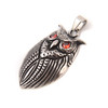 Owl Pendant, Red Eyes, Stainless Steel, 29x48mm