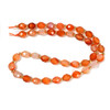 Carnelian Agate, Mix, Heated, Faceted Rice Beads, One 6x8mm Strand