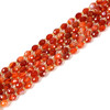 Red Striped Agate, Dyed, Faceted Rice Beads, One 6x8mm Strand