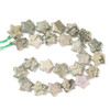 Peace "Jade", Natural Serpentine and White Quartz, Natural, Smooth, Stars, One 15mm Strand