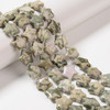 Peace "Jade", Natural Serpentine and White Quartz, Natural, Smooth, Stars, One 15mm Strand