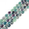 Fluorite, Mixed, Natural, Smooth, Teardrop , One 13x18mm Strand