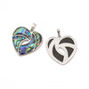 Abalone, Heart, One Pendant, Metal Alloy Bail, 36mm