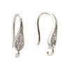 Ear Wires, 16mm, 20 gauge, Silver Plated over Copper with Crystal, 1 pair