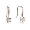 Ear Wires, 19mm, 20 gauge, Silver Plated over Copper with Crystal, 1 pair