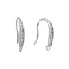 Ear Wires, 14mm, 21 gauge, Silver Plated over Copper with Crystal, 1 pair