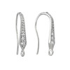 Ear Wires, 16mm, 24 gauge, Silver Plated over Copper with Crystal, 1 pair