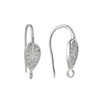 Ear Wires, 19mm, 21 gauge, Silver Plated over Copper with Crystal, 1 pair