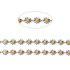 Stainless Steel Chain, 10mm, Flower w/ Enamel, Multicolor, 3.3 ft.