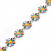 Stainless Steel Chain, 10mm, Flower w/ Enamel, Multicolor, 3.3 ft.