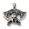 War Helmet & Axes Pendant, Stainless Steel, 39x48mm