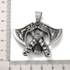 War Helmet & Axes Pendant, Stainless Steel, 39x48mm