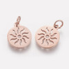 Stainless Steel, Cutout, Sun Charm, Rose Gold, 14x12mm, 5 PCS