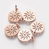 Stainless Steel, Cutout, Sun Charm, Rose Gold, 14x12mm, 5 PCS