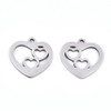 Stainless Steel, Cutout, Heart, 14mm, 10 PCS