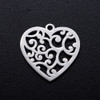 Stainless Steel, Cutout, Heart, 16mm, 5 PCS