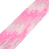 Cubic Zirconia, Pink & Clear, Dyed, Lab-Created, Faceted Round, One 3mm Strand
