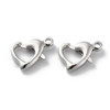 Lobster Claw Clasp, Heart, 10x7mm, Brass, Platinum Plated, 8 PCS