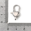 Lobster Claw Clasp, Heart, 20x12mm, Brass, Platinum Plated, Cubic Zirconia, 1 PC