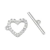 Toggle, 12x14mm, Bar is 18x4mm, Brass, Platinum Plated, Cubic Zirconia, 2 sets