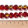 Heart Shape, Faceted, Glass, 15x13mm, Half Plated, Red, One 24in Strand