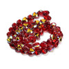 Electroplate Glass, Faceted, Hearts, 15x13mm, Half Plated, Red, One 24" Strand