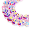 Heart Shape, Faceted, Glass, 15x13mm, Half Plated, Pink, One 24in Strand