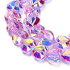 Heart Shape, Faceted, Glass, 15x13mm, Half Plated, Purple, One 24in Strand