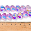 Heart Shape, Faceted, Glass, 15x13mm, Half Plated, Purple, One 24in Strand
