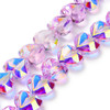 Heart Shape, Faceted, Glass, 15x13mm, Half Plated, Purple, One 24in Strand
