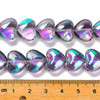 Heart Shape, Smooth, Glass, 12x15x8mm, Purple Rainbow, One 24in Strand