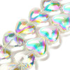 Heart Shape, Smooth, Glass, 12x15x8mm, Clear AB, One 24in Strand