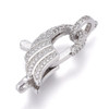 Lobster Claw Clasp, Wing, With Bail, 24x14mm, Brass, Platinum Plated, Cubic Zirconia, 1 Set