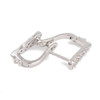 Ear Wires, Hoop Clasp, 16x5mm, 20 gauge, Brass, Platinum Plated, Cubic Zirconia, 1 Pair