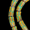 African Glass, Krobo, Brown, Green & Orange, 26x11mm, 24in Strand