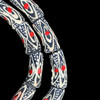 African Glass, Krobo, Black, White & Red, 28x11mm, 24in Strand