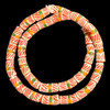 African Glass, Krobo, Red & White, Orange & Green Dots, 30x14mm, 24in Strand