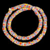 African Glass, Krobo, Blue & Orange, Red & White Dots, 15x12mm, 24in Strand