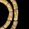 African Glass, Krobo, Brown, Orange & White, Green Dots, 28x11mm, 24in Strand