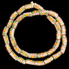 African Glass, Krobo, Brown & White, Green & Orange Dots, 22x11mm, 24in Strand