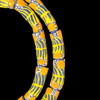 African Glass, Krobo, Blue & Yellow, Orange Dots, 26x10mm, 24in Strand