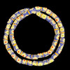 African Glass, Krobo, Flowers, Blue & Multicolor, 26x11mm, 24in Strand