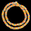 African Glass, Krobo, Orange, Blue & Red Dots, 32x11mm, 24in Strand