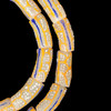 African Glass, Krobo, White, Yellow & Blue, 32x15mm, 24in Strand