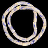 African Glass, Krobo, White & Blue, 28x11mm, 24in Strand