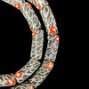 African Glass, Krobo, Black & Blue, Red Dots, 36x14mm, 24in Strand