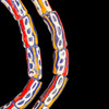 African Glass, Krobo, Blue, White, Orange & Red Stripes, 26x11mm, 24in Strand