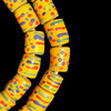 African Glass, Krobo, Yellow & Multicolor, 18x16mm, 24in Strand