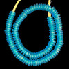 African Glass, Recycled, Rondelle, Aqua Blue, 12x4mm, 20in Strand