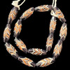 Indonesian Java Glass, Feather, Faceted, Black, 30x11mm, 16in Strand